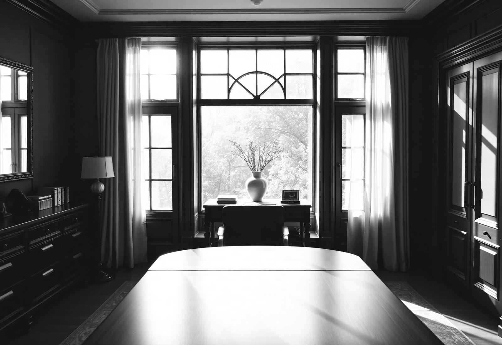 A quiet, sunlit study — the studio's tone of voice, in a picture.